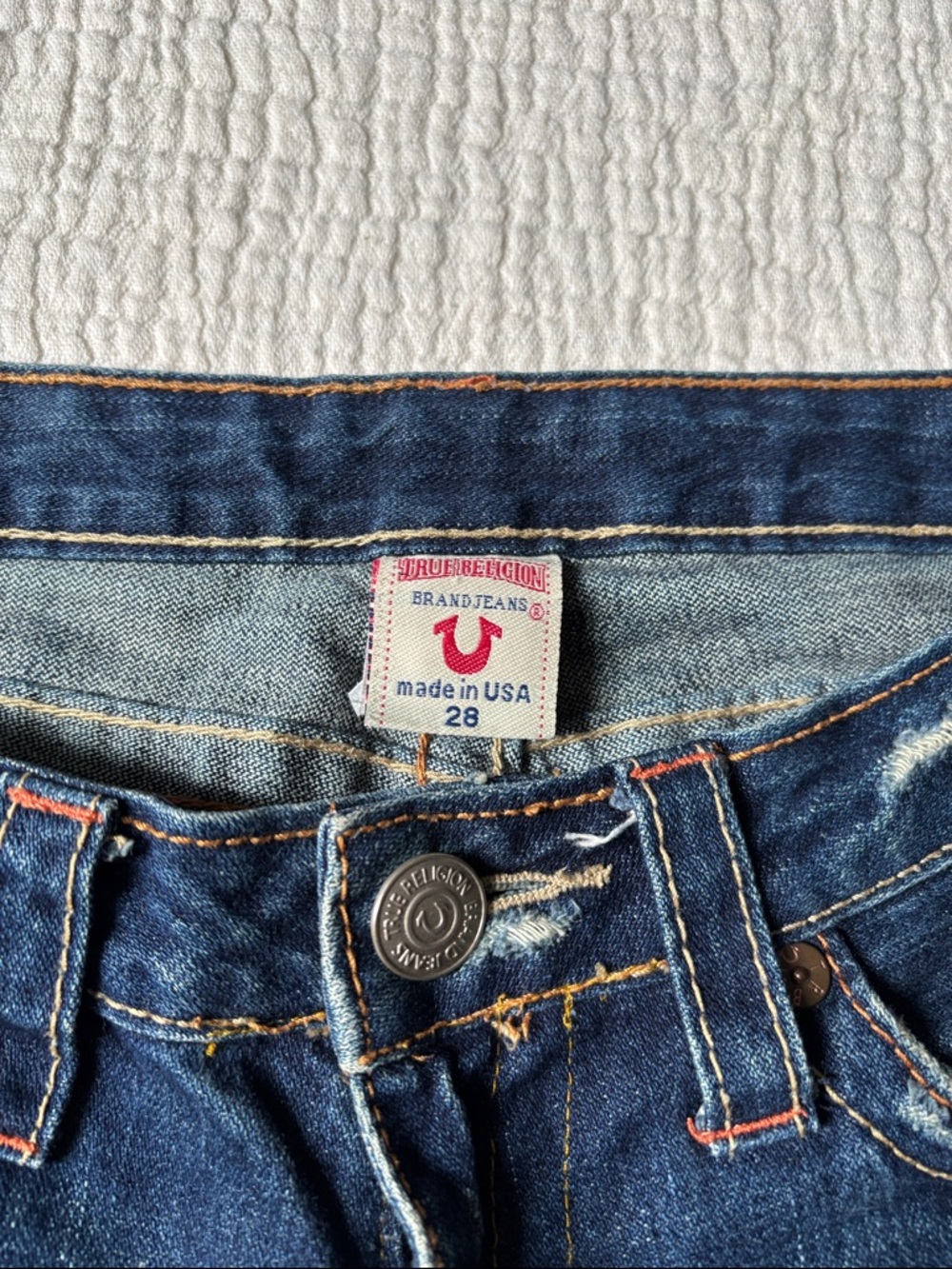 True Religion Low Rise Flare Jeans with Rhinestone Pockets - Picture 4 of 5